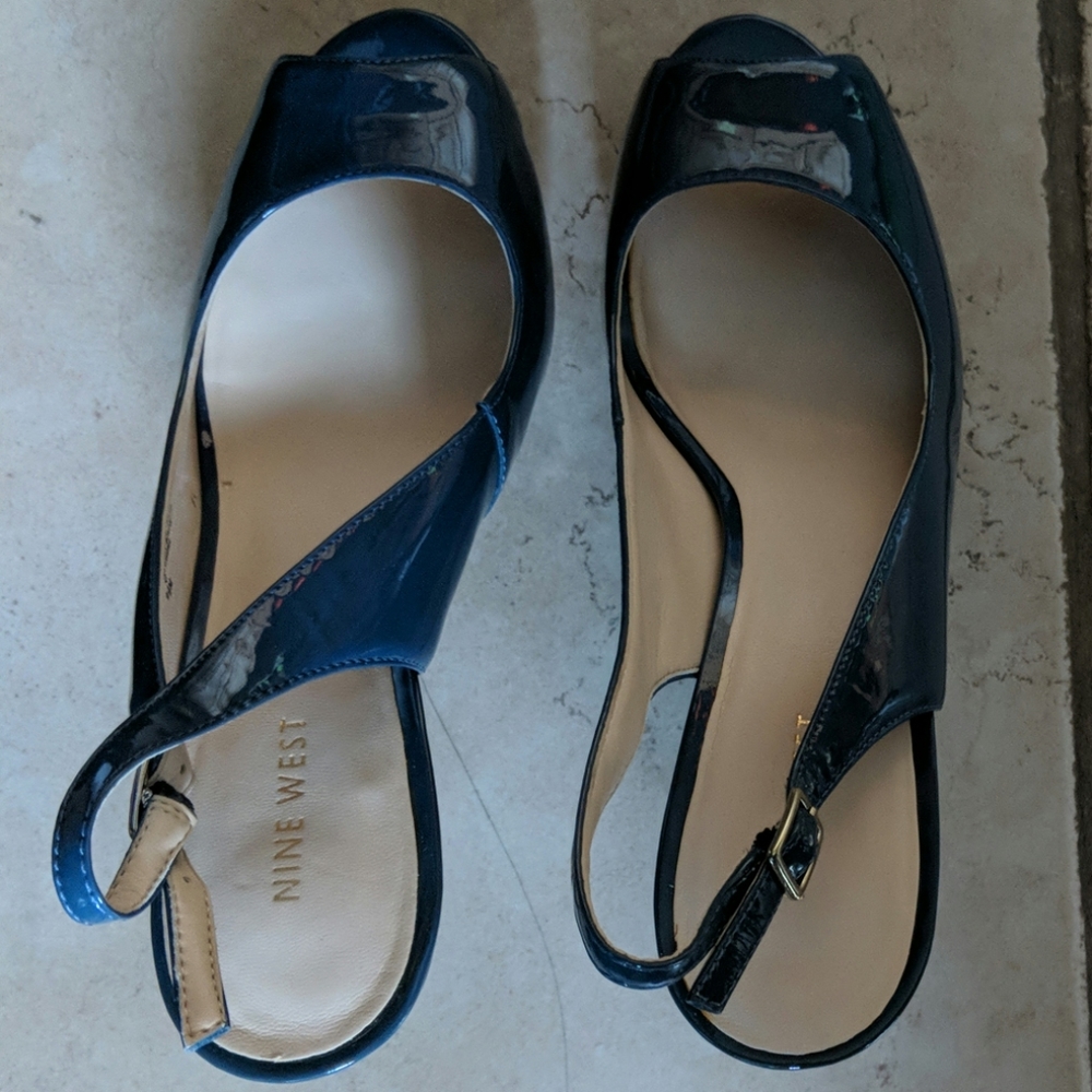 Nine West Patent Blue Platform Heels
